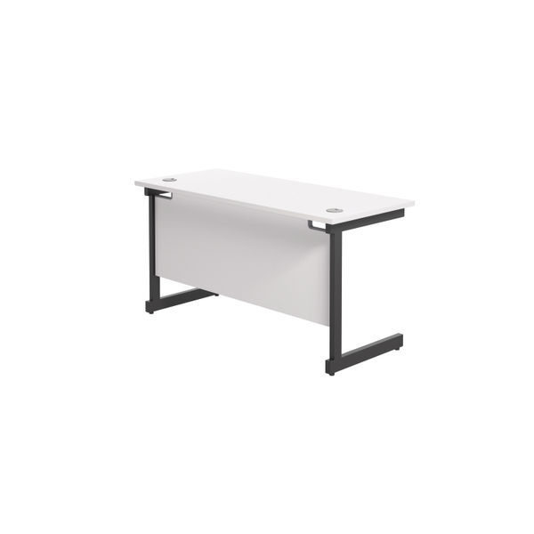 Jemini Rectangular Single Upright Cantilever Desk 1400x600x730mm White/Black KF810681