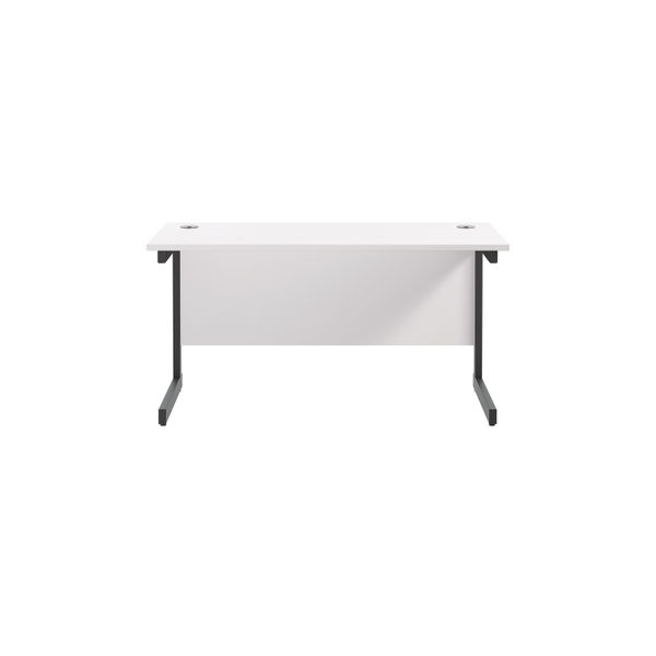 Jemini Rectangular Single Upright Cantilever Desk 1400x600x730mm White/Black KF810681