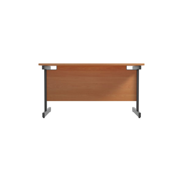 Jemini Rectangular Single Upright Cantilever Desk 1400x800x730mm Beech/Black KF810698