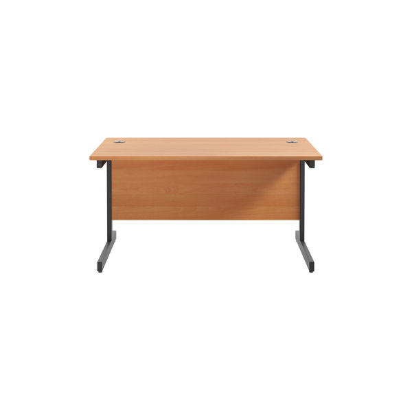 Jemini Rectangular Single Upright Cantilever Desk 1400x800x730mm Beech/Black KF810698