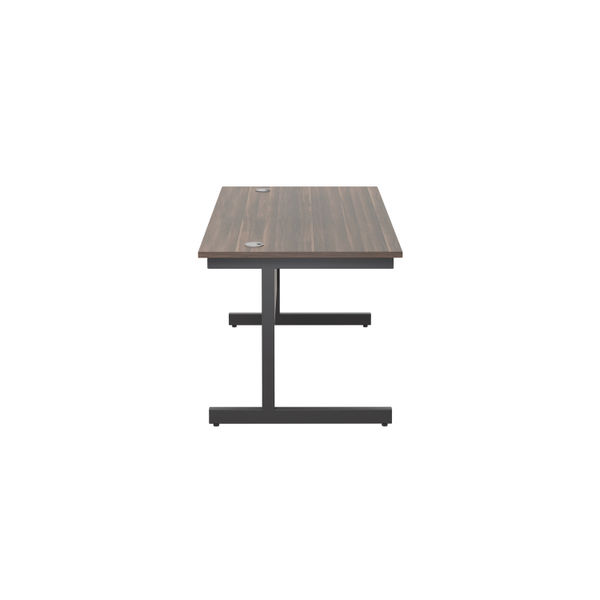 Jemini Rectangular Single Upright Cantilever Desk 1400x800x730mm Dark Walnut/Black KF810742