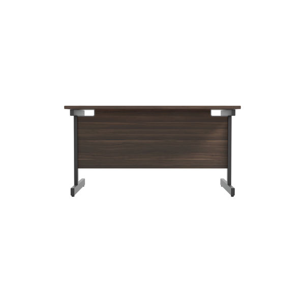 Jemini Rectangular Single Upright Cantilever Desk 1400x800x730mm Dark Walnut/Black KF810742
