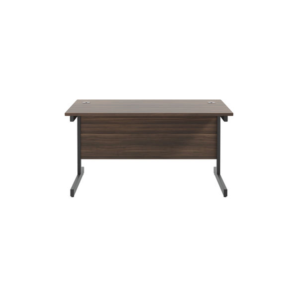 Jemini Rectangular Single Upright Cantilever Desk 1400x800x730mm Dark Walnut/Black KF810742