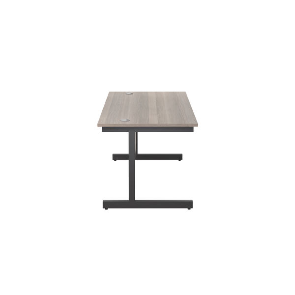 Jemini Rectangular Single Upright Cantilever Desk 1400x800x730mm Grey Oak/Black KF810759