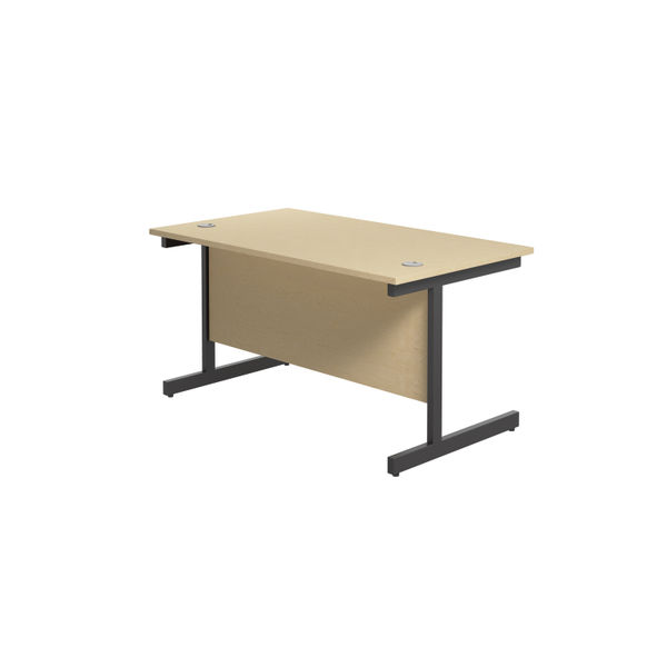 Jemini Rectangular Single Upright Cantilever Desk 1400x800x730mm Maple/Black KF810766