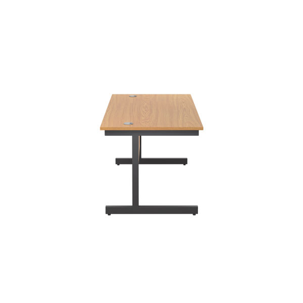 Jemini Rectangular Single Upright Cantilever Desk 1400x800x730mm Nova Oak/Black KF810773