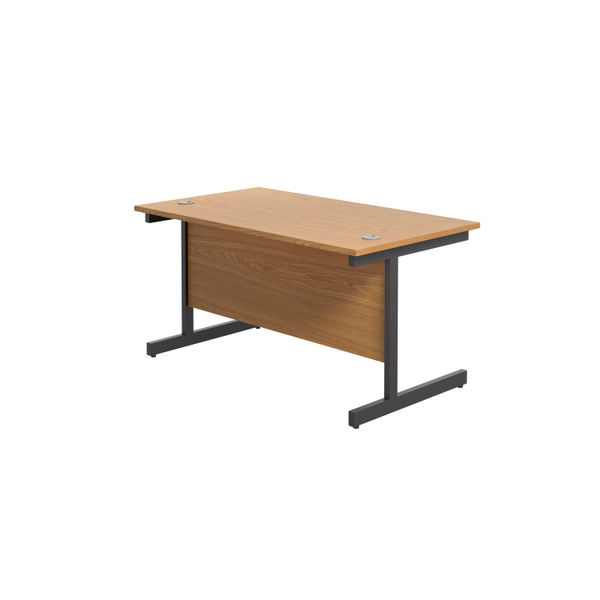 Jemini Rectangular Single Upright Cantilever Desk 1400x800x730mm Nova Oak/Black KF810773