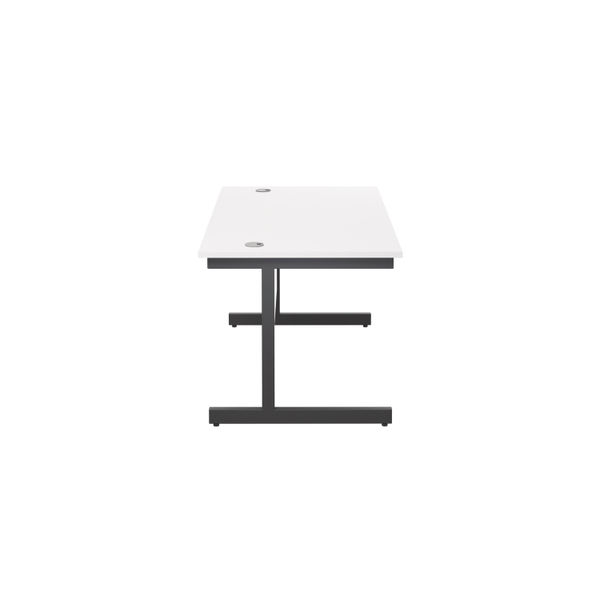 Jemini Rectangular Single Upright Cantilever Desk 1400x800x730mm White/Black KF810780