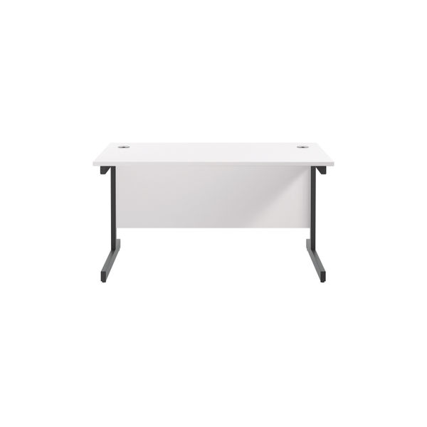 Jemini Rectangular Single Upright Cantilever Desk 1400x800x730mm White/Black KF810780