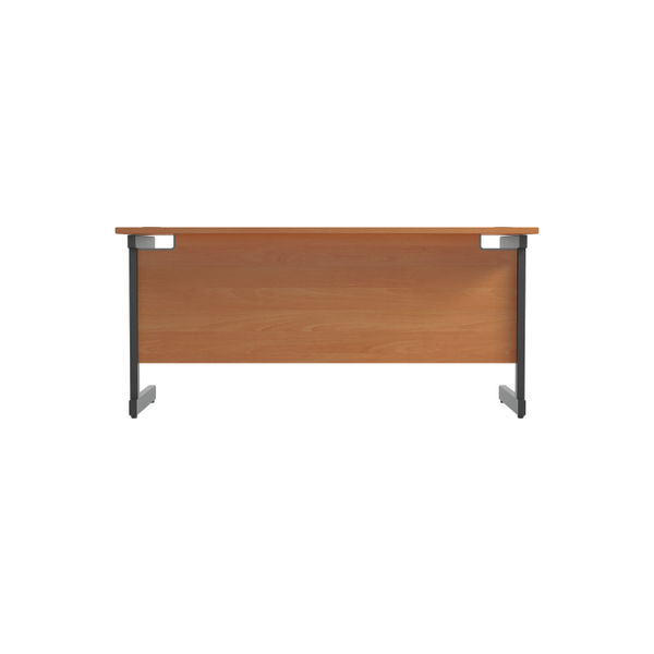 Jemini Rectangular Single Upright Cantilever Desk 1600x600x730mm Beech/Black KF810797