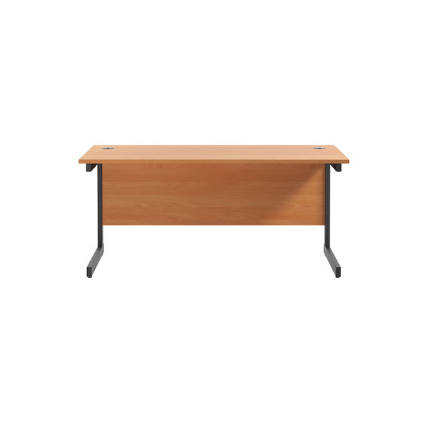 Jemini Rectangular Single Upright Cantilever Desk 1600x600x730mm Beech/Black KF810797