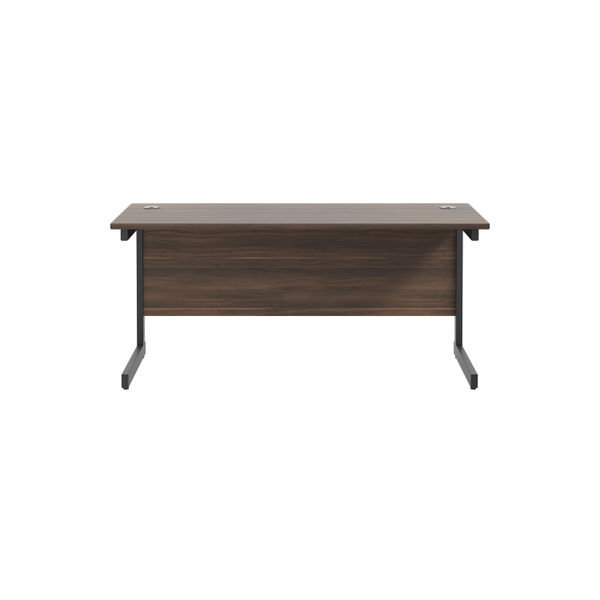 Jemini Rectangular Single Upright Cantilever Desk 1600x600x730mm Dark Walnut/Black KF810810