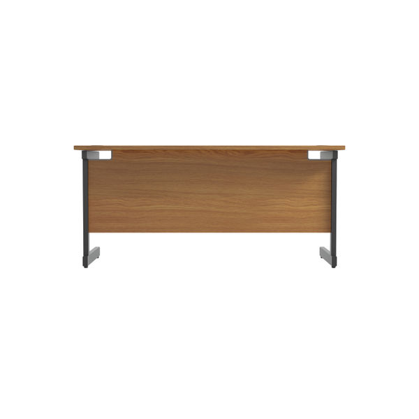 Jemini Rectangular Single Upright Cantilever Desk 1600x600x730mm Nova Oak/Black KF810841