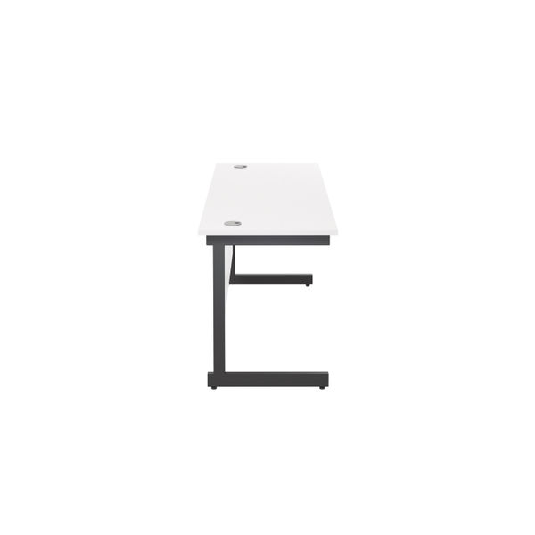 Jemini Rectangular Single Upright Cantilever Desk 1600x600x730mm White/Black KF810858
