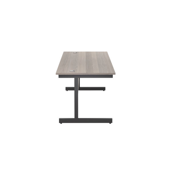 Jemini Rectangular Single Upright Cantilever Desk 1600x800x730mm Grey Oak/Black KF810896