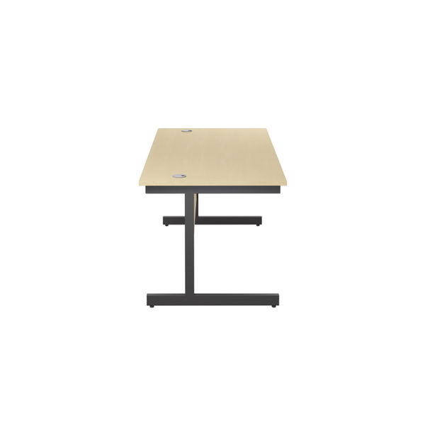 Jemini Rectangular Single Upright Cantilever Desk 1600x800x730mm Maple/Black KF810902