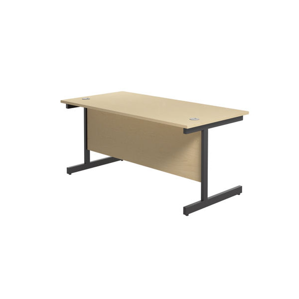 Jemini Rectangular Single Upright Cantilever Desk 1600x800x730mm Maple/Black KF810902