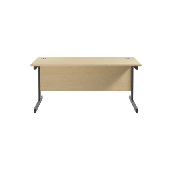 Jemini Rectangular Single Upright Cantilever Desk 1600x800x730mm Maple/Black KF810902
