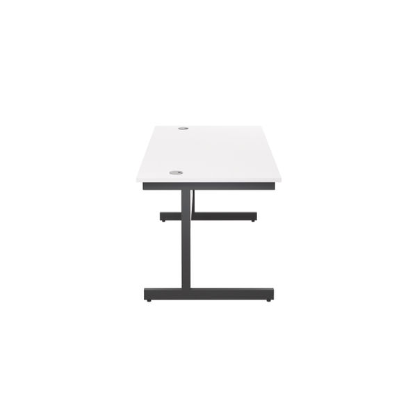 Jemini Rectangular Single Upright Cantilever Desk 1600x800x730mm White/Black KF810926