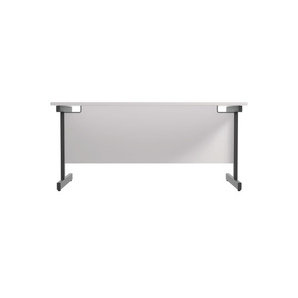 Jemini Rectangular Single Upright Cantilever Desk 1600x800x730mm White/Black KF810926
