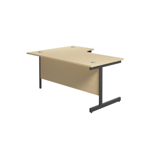 Jemini Radial Right Hand Single Upright Cantilever Desk 1800x1200x730mm Maple/Black KF819868