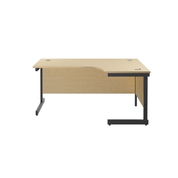 Jemini Radial Right Hand Single Upright Cantilever Desk 1800x1200x730mm Maple/Black KF819868