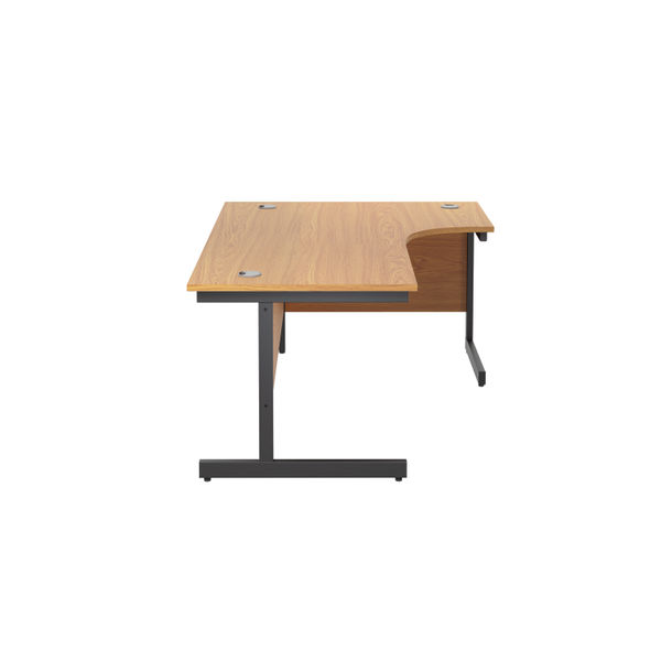 Jemini Radial Right Hand Single Upright Cantilever Desk 1800x1200x730mm Nova Oak/Black KF819875