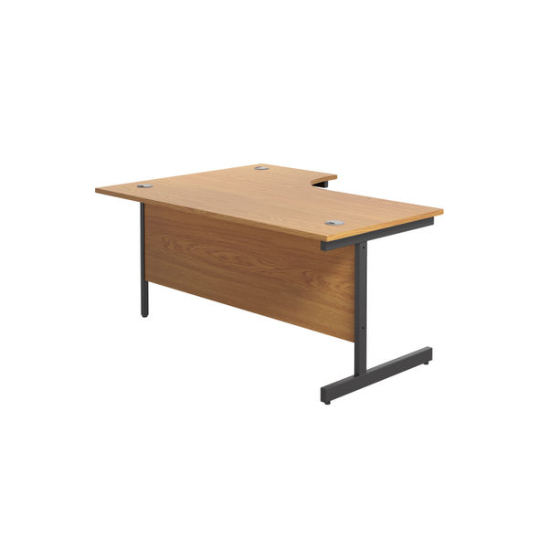 Jemini Radial Right Hand Single Upright Cantilever Desk 1800x1200x730mm Nova Oak/Black KF819875