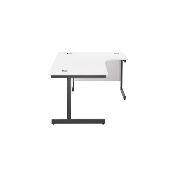 Jemini Radial Right Hand Single Upright Cantilever Desk 1800x1200x730mm White/Black KF819882