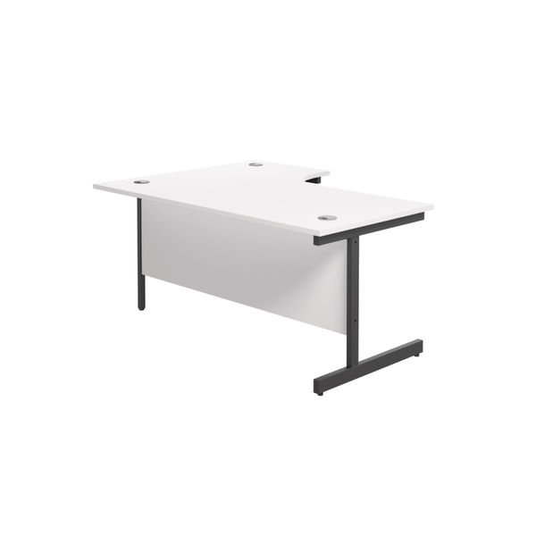 Jemini Radial Right Hand Single Upright Cantilever Desk 1800x1200x730mm White/Black KF819882