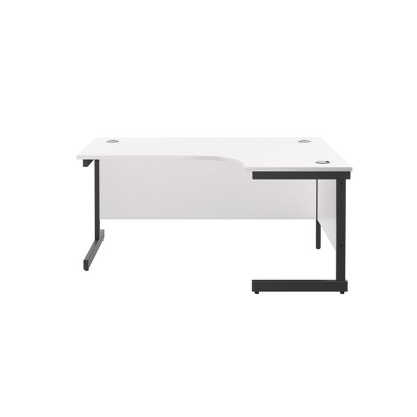 Jemini Radial Right Hand Single Upright Cantilever Desk 1800x1200x730mm White/Black KF819882