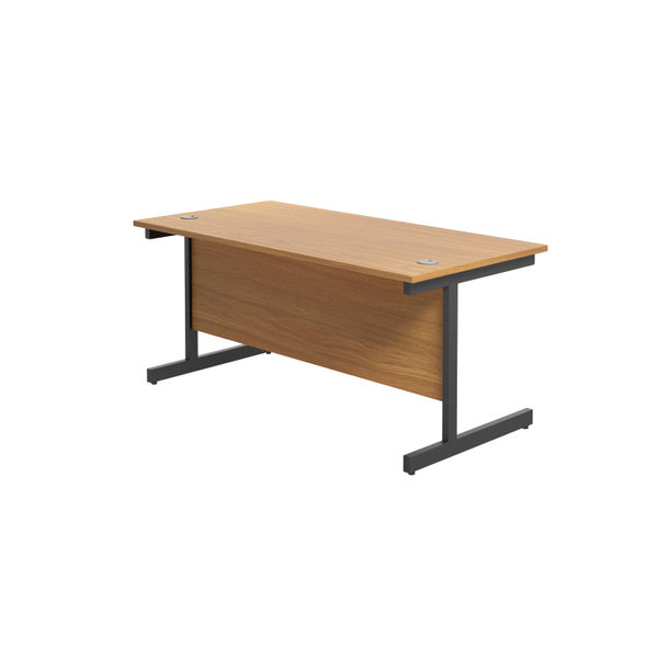 Jemini Rectangular Single Upright Cantilever Desk 1800x800x730mm Nova Oak/Black KF819455