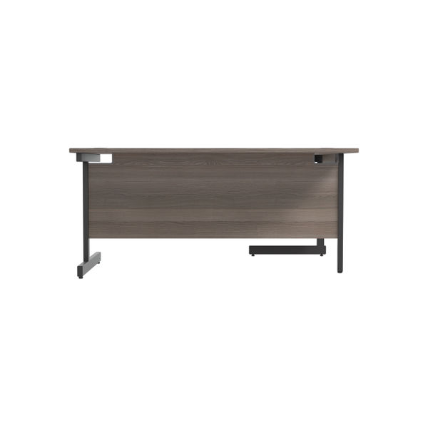 Jemini Radial Left Hand Single Upright Cantilever Desk 1600x1200x730mm Grey Oak/Black KF819646