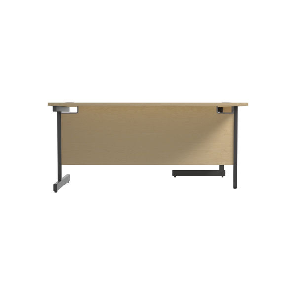 Jemini Radial Left Hand Single Upright Cantilever Desk 1600x1200x730mm Maple/Black KF819653