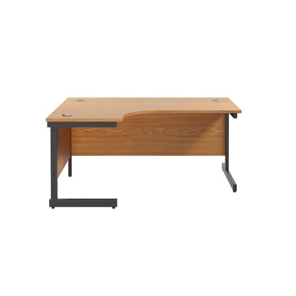 Jemini Radial Left Hand Single Upright Cantilever Desk 1600x1200x730mm Nova Oak/Black KF819660