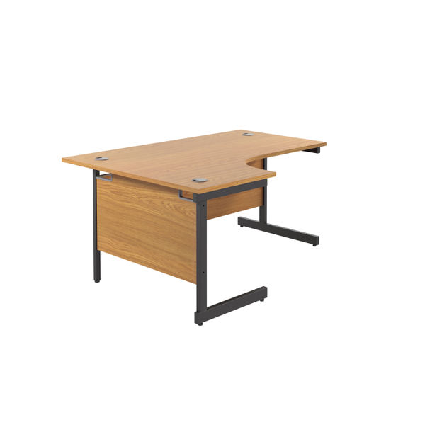 Jemini Radial Left Hand Single Upright Cantilever Desk 1600x1200x730mm Nova Oak/Black KF819660