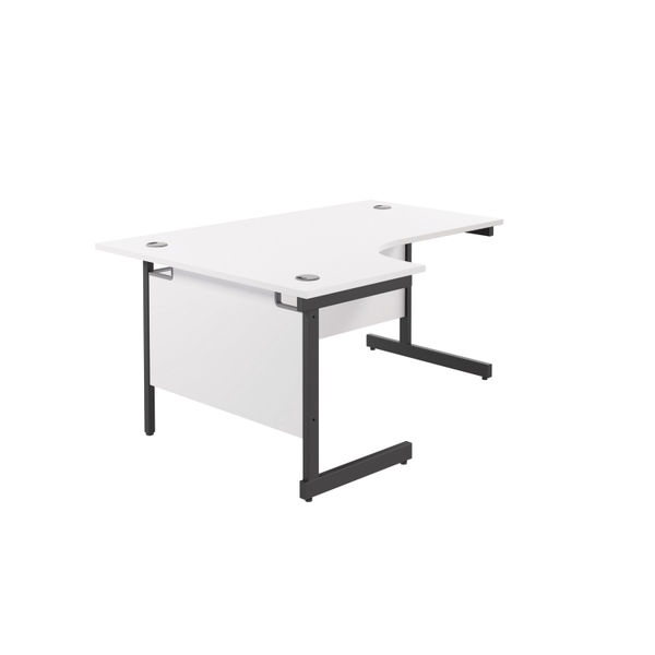 Jemini Radial Left Hand Single Upright Cantilever Desk 1600x1200x730mm White/Black KF819677