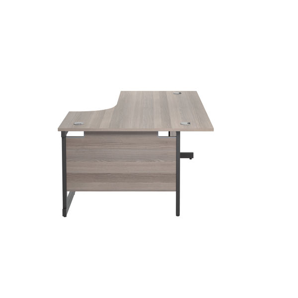Jemini Radial Right Hand Single Upright Cantilever Desk 1600x1200x730mm Grey Oak/Black KF819714