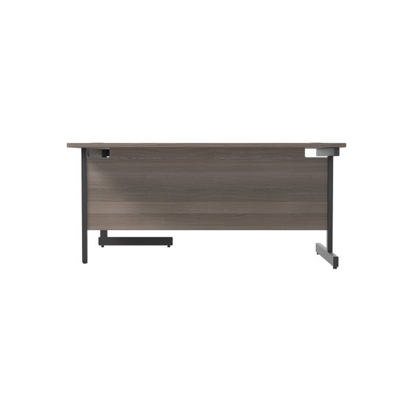 Jemini Radial Right Hand Single Upright Cantilever Desk 1600x1200x730mm Grey Oak/Black KF819714