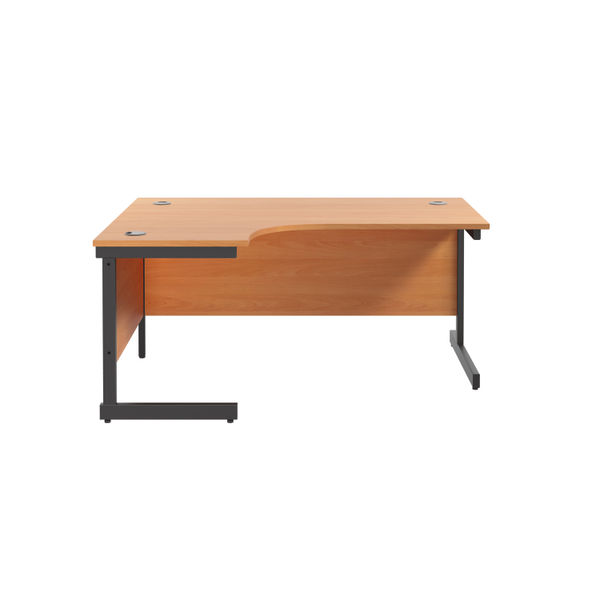 Jemini Radial Left Hand Single Upright Cantilever Desk 1800x1200x730mm Beech/Black KF819752