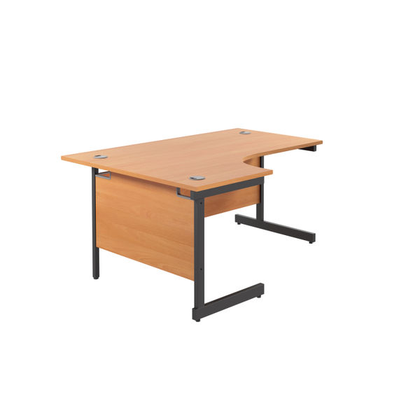 Jemini Radial Left Hand Single Upright Cantilever Desk 1800x1200x730mm Beech/Black KF819752