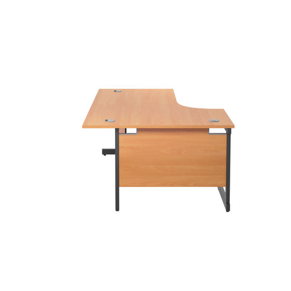 Jemini Radial Left Hand Single Upright Cantilever Desk 1800x1200x730mm Beech/Black KF819752