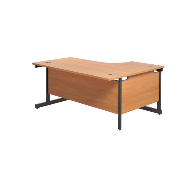 Jemini Radial Left Hand Single Upright Cantilever Desk 1800x1200x730mm Beech/Black KF819752