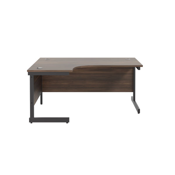 Jemini Radial Left Hand Single Upright Cantilever Desk 1800x1200x730mm Walnut/Black KF819776