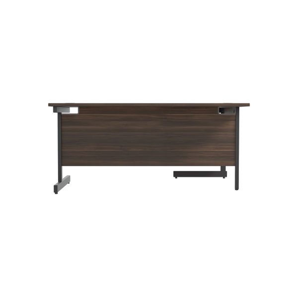 Jemini Radial Left Hand Single Upright Cantilever Desk 1800x1200x730mm Walnut/Black KF819776