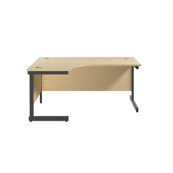 Jemini Radial Left Hand Single Upright Cantilever Desk 1800x1200x730mm Maple/Black KF819790