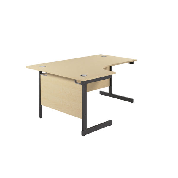 Jemini Radial Left Hand Single Upright Cantilever Desk 1800x1200x730mm Maple/Black KF819790