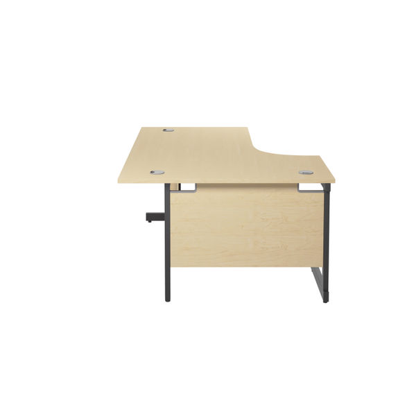 Jemini Radial Left Hand Single Upright Cantilever Desk 1800x1200x730mm Maple/Black KF819790