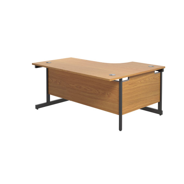 Jemini Radial Left Hand Single Upright Cantilever Desk 1800x1200x730mm Nova Oak/Black KF819806