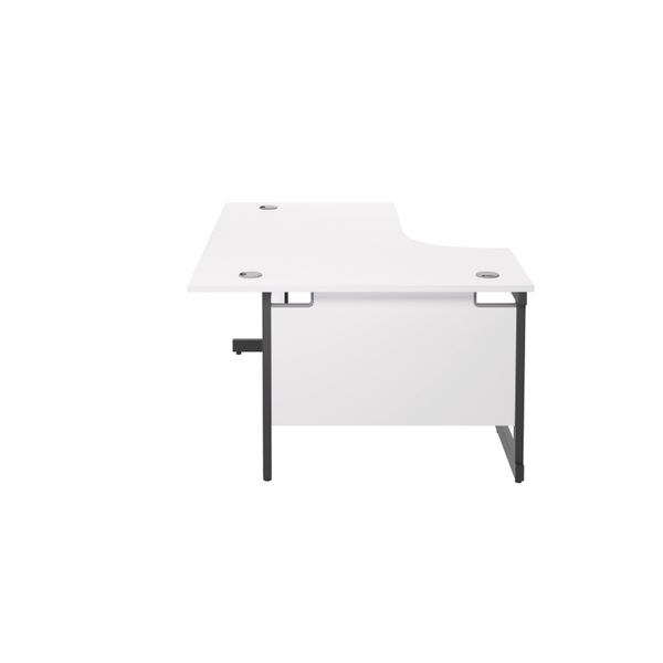 Jemini Radial Left Hand Single Upright Cantilever Desk 1800x1200x730mm White/Black KF819813
